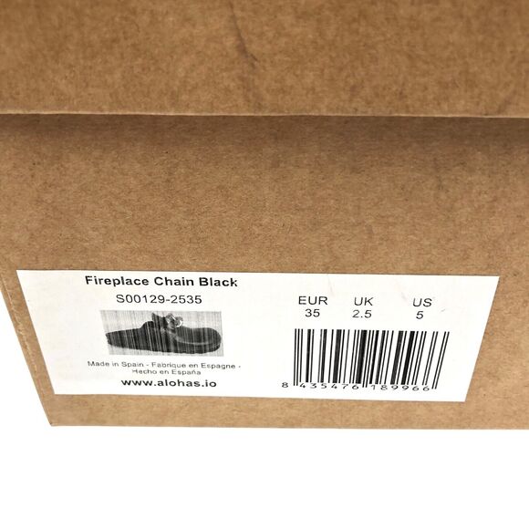 NEW Alohas Fireplace Chain Link Black Leather Clogs Mules Slide Sandals 35 US 5 - Picture 8 of 9